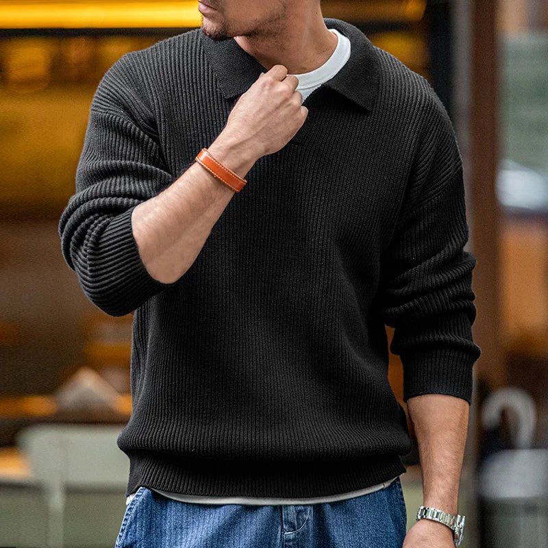 Mateo | Men’s Polo Knit Sweater with Long Sleeves