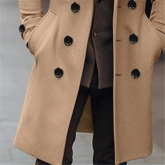 Sebastian Men’s Overcoat – Double-Breasted Long Coat