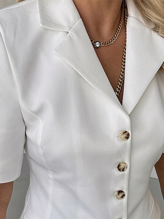 Ines – Women’s Short Sleeve Blazer with Single Breasted Design