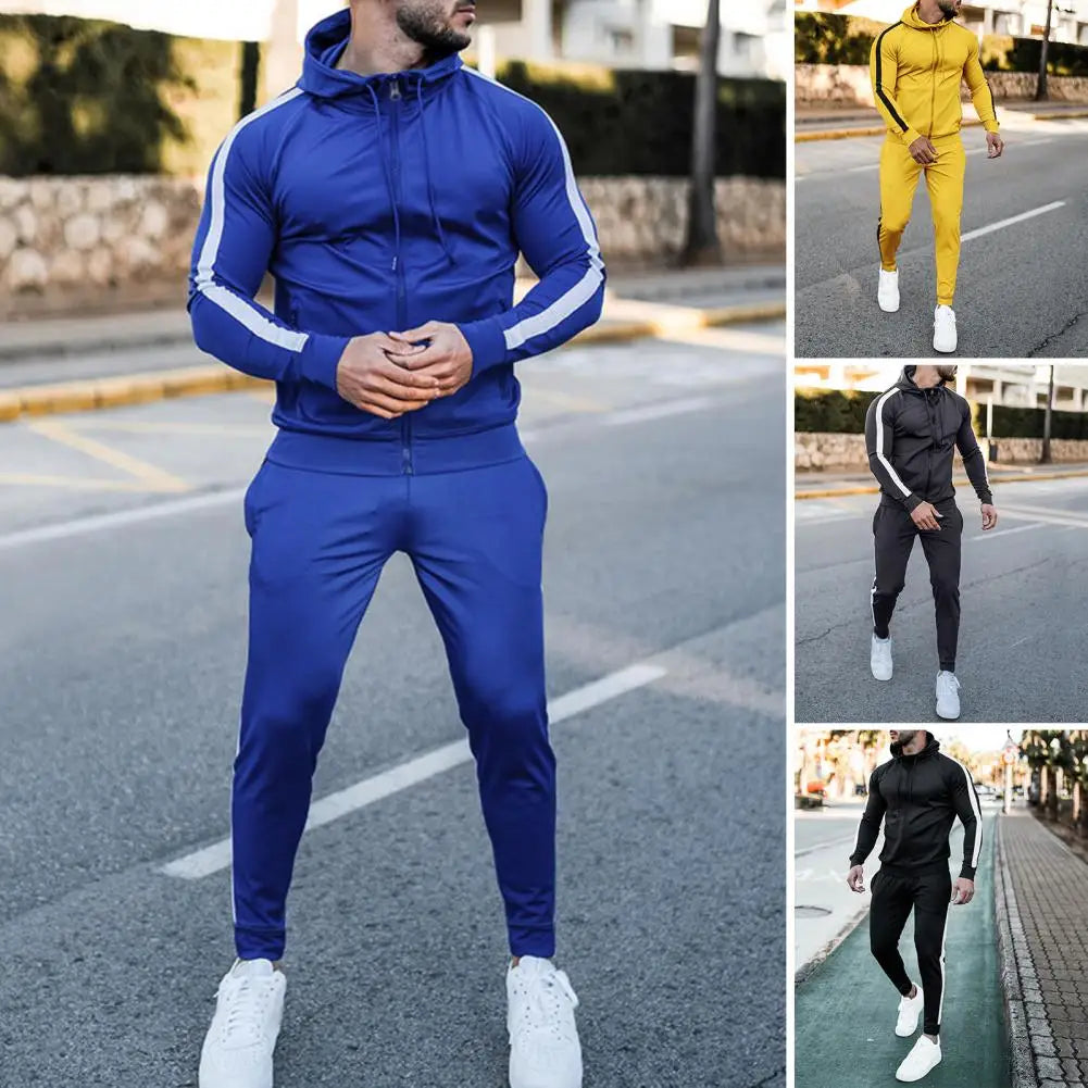 Hans Men’s Tracksuit – Zip Hoodie and Jogger Set with Side Stripes