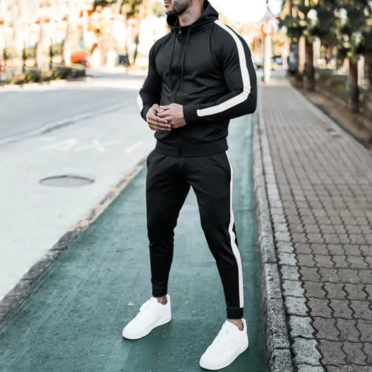 Hans Men’s Tracksuit – Zip Hoodie and Jogger Set with Side Stripes