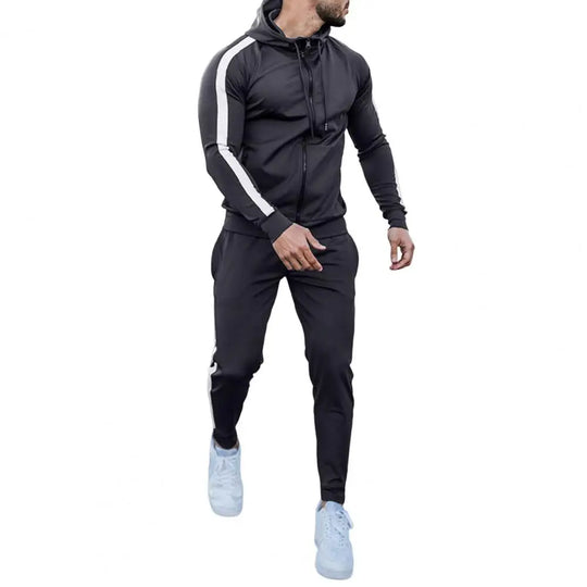 Hans Men’s Tracksuit – Zip Hoodie and Jogger Set with Side Stripes