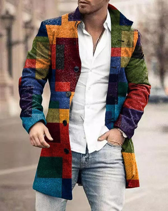 Landon Men’s Coat – Button-Up Long Jacket