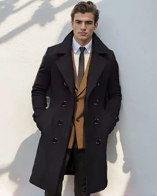 Damian – Men’s long double-breasted Wool Winter Coat