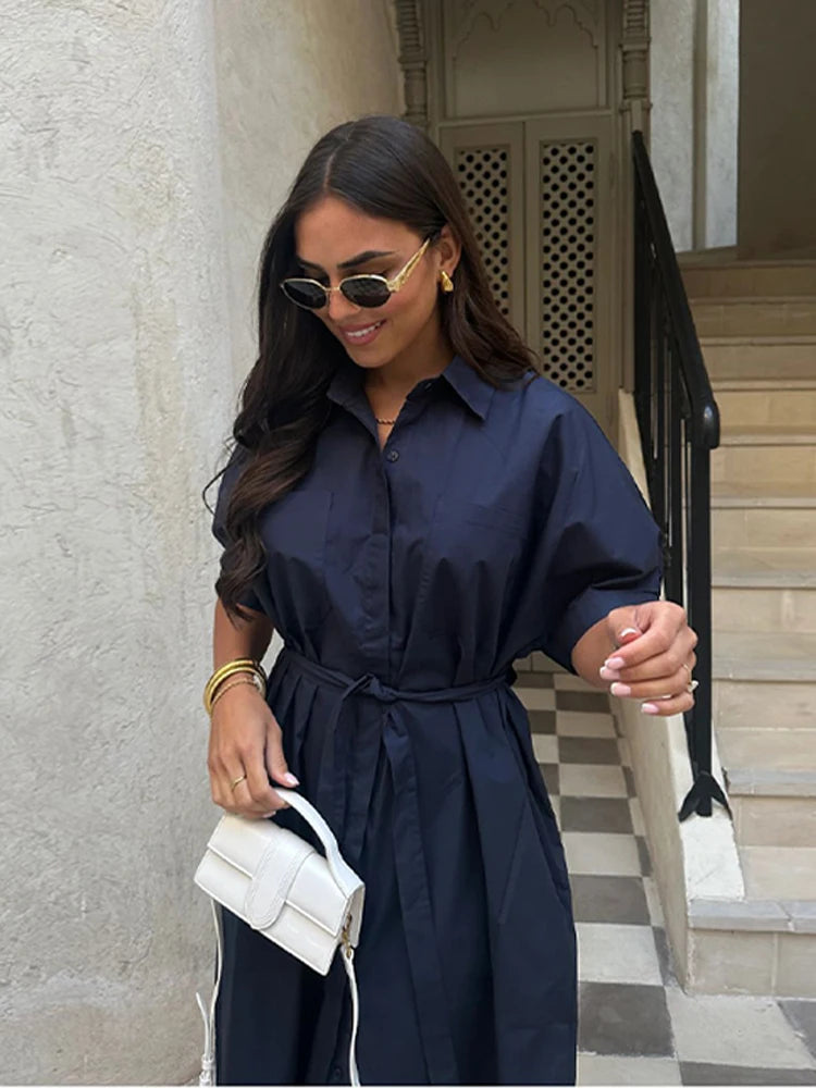 Zoey – Loose Fit Dress with Lace-Up Detail