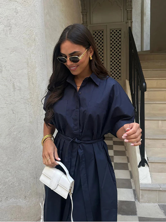 Zoey – Loose Fit Dress with Lace-Up Detail