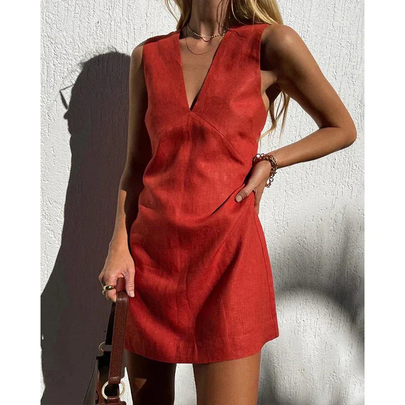 Elise – Sleeveless Linen Summer Dress