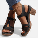 Barclay & Bloom | Women’s Comfortable Chunky Heel Sandals T-Strap Summer Shoes