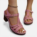 Barclay & Bloom | Women’s Comfortable Chunky Heel Sandals T-Strap Summer Shoes