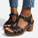 Barclay & Bloom | Women’s Comfortable Chunky Heel Sandals T-Strap Summer Shoes