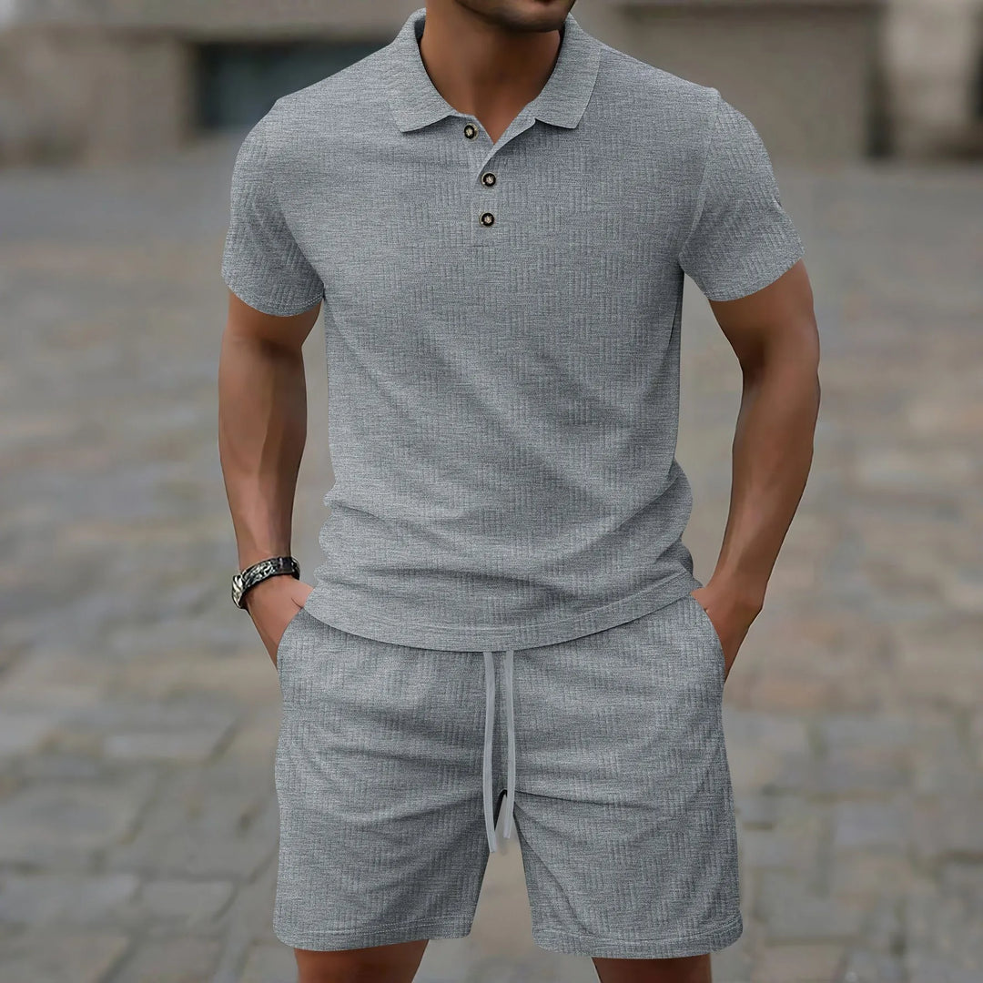 James – Casual Men’s Corduroy Two-Piece Set, Polo & Shorts