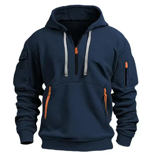 Men’s Hoodie – Utility Half-Zip Pullover with Pockets