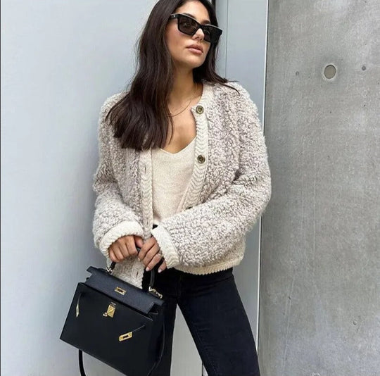 Claudia - Women's Button-Front Textured Cardigan Sweater