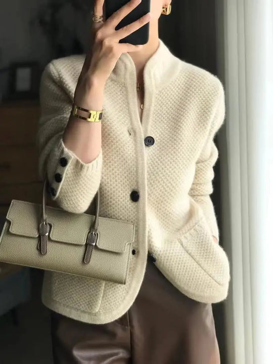 Clara Women’s Textured Knit Cardigan – Button Front Casual Jacket