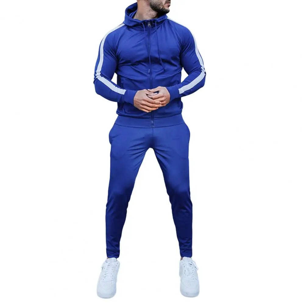 Hans Men’s Tracksuit – Zip Hoodie and Jogger Set with Side Stripes