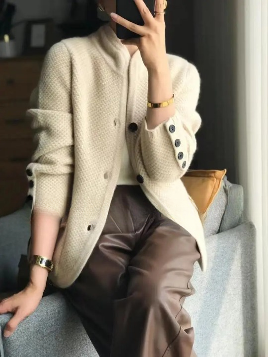 Clara Women’s Textured Knit Cardigan – Button Front Casual Jacket