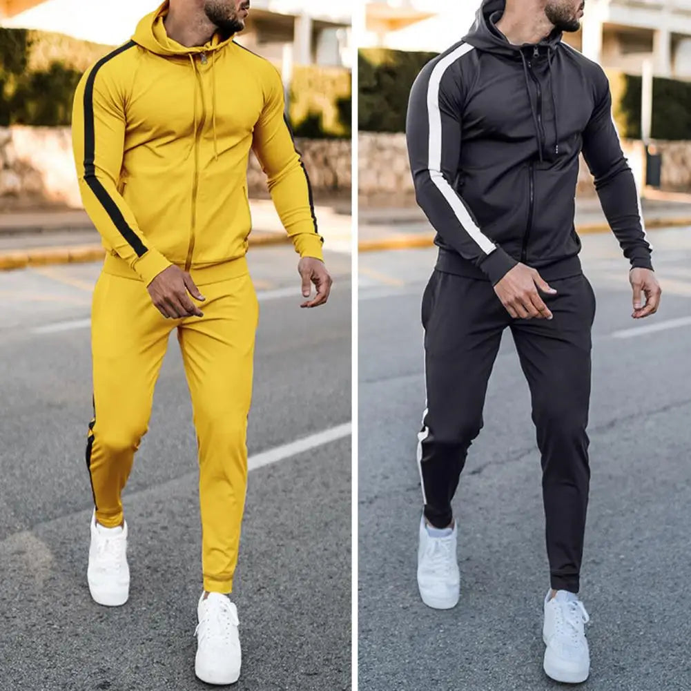 Hans Men’s Tracksuit – Zip Hoodie and Jogger Set with Side Stripes
