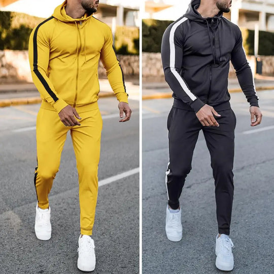 Hans Men’s Tracksuit – Zip Hoodie and Jogger Set with Side Stripes