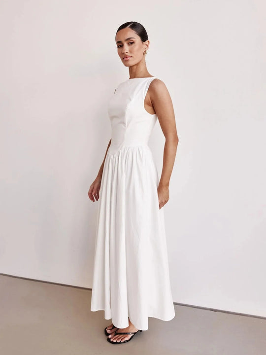 Luna – Sleeveless Pleated Maxi Dress