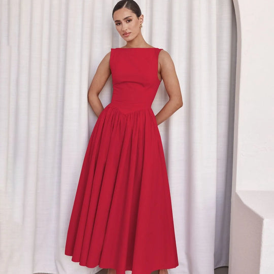 Luna – Sleeveless Pleated Maxi Dress