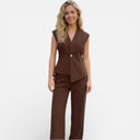 Women’s 2 Piece Pants Suit Sleeveless Top Smart Casual Tailored