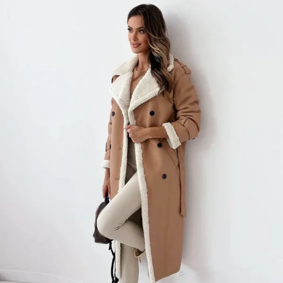 Serena Women’s Shearling Coat – Long Winter Jacket