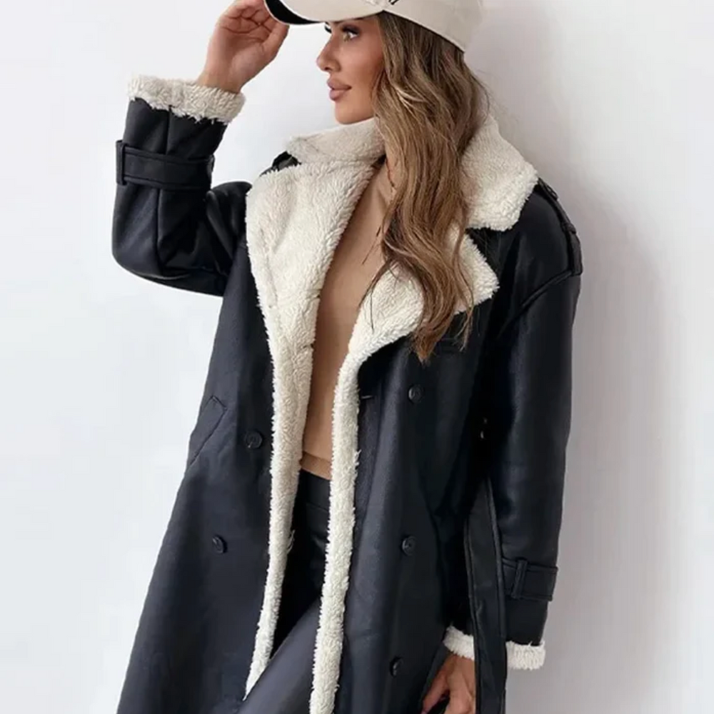 Serena Women’s Shearling Coat – Long Winter Jacket