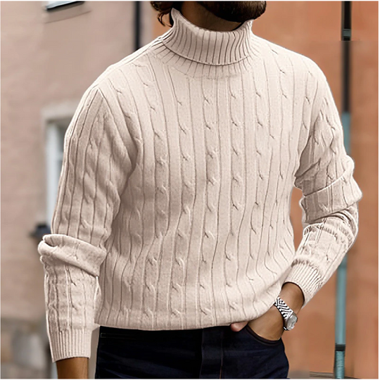 Vector Men’s Sweater – Cable Knit Turtleneck Pullover