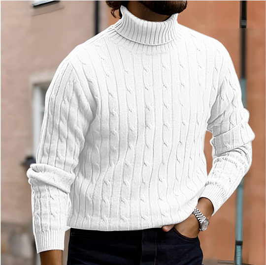 Vector Men’s Sweater – Cable Knit Turtleneck Pullover