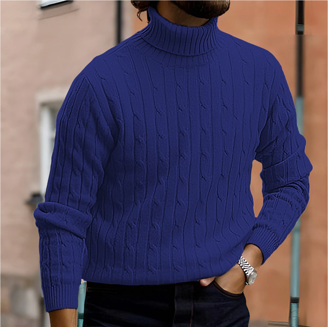 Vector Men’s Sweater – Cable Knit Turtleneck Pullover