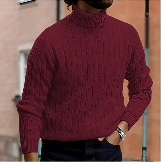 Vector Men’s Sweater – Cable Knit Turtleneck Pullover