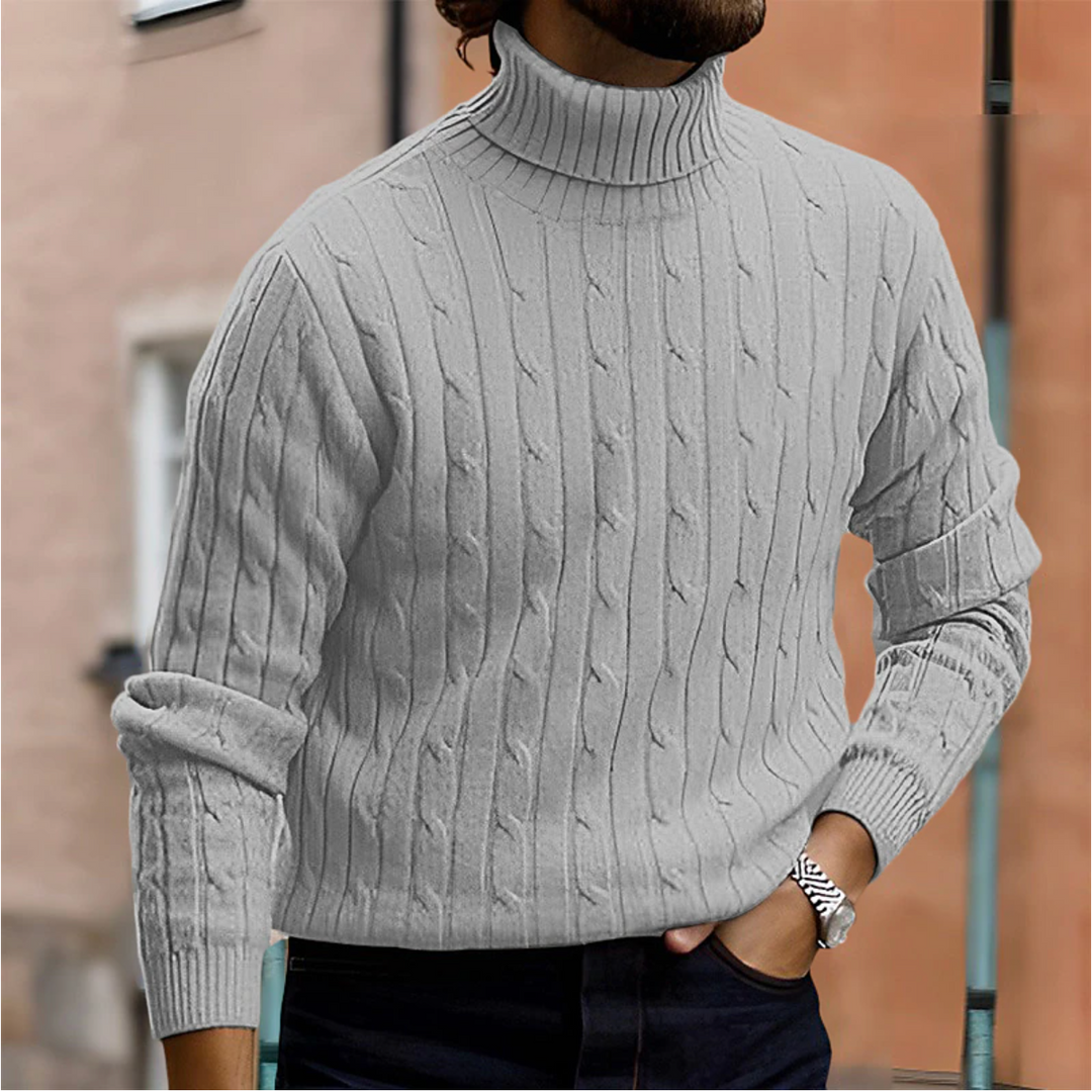Vector Men’s Sweater – Cable Knit Turtleneck Pullover