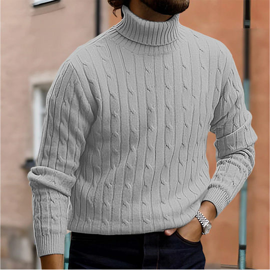Vector Men’s Sweater – Cable Knit Turtleneck Pullover