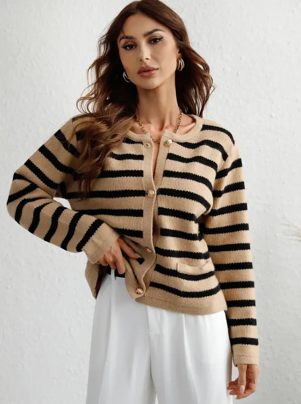 Camille – Women’s striped button cardigan