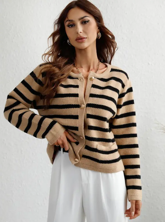 Camille – Women’s striped button cardigan