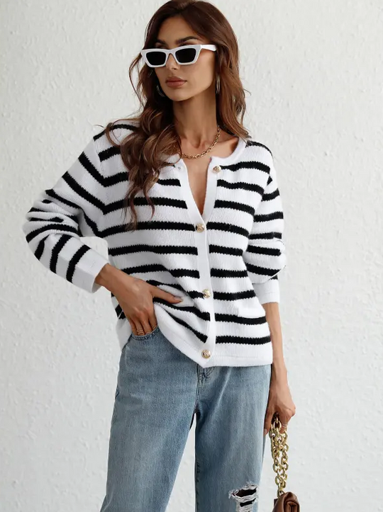 Camille – Women’s striped button cardigan