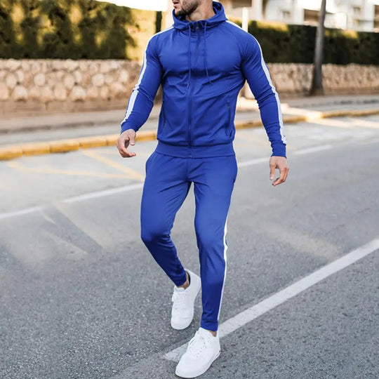 Hans Men’s Tracksuit – Zip Hoodie and Jogger Set with Side Stripes