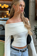 Amira | Damen Schulterfreies Langarmshirt