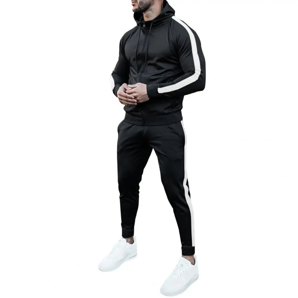Hans Men’s Tracksuit – Zip Hoodie and Jogger Set with Side Stripes
