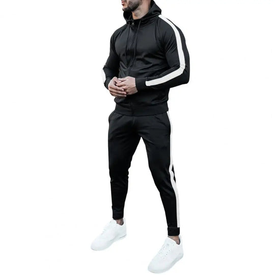 Hans Men’s Tracksuit – Zip Hoodie and Jogger Set with Side Stripes
