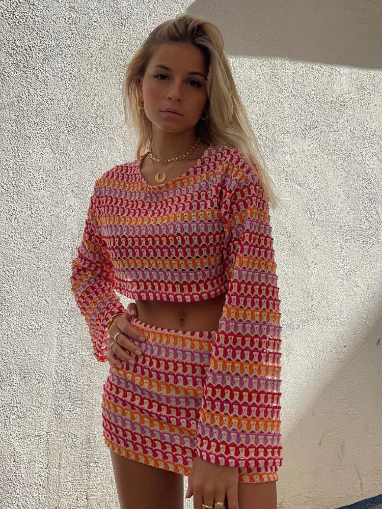Vivian – Classy Textured Short Set with Long Sleeves