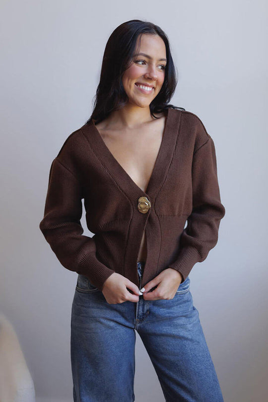 Ivy | Women's Knitted Cardigan with Single Button Closure