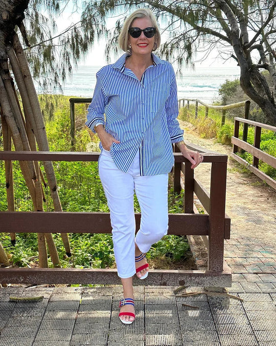 Eliza | Striped Button-Up Longs Sleeve Shirt