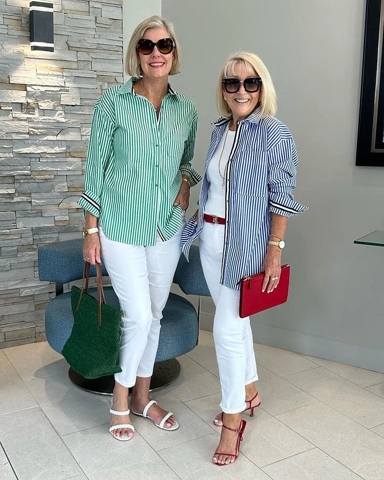 Eliza | Striped Button-Up Longs Sleeve Shirt