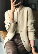 Addison - Women's Elegant Textured Knit Cardigan with Button Details