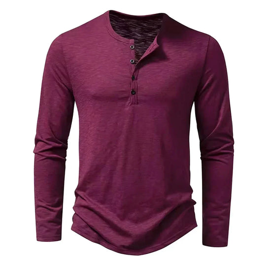 Barclay & Bloom | Men’s Henley Shirt – Long Sleeve Cotton Blend Top with Button Placket