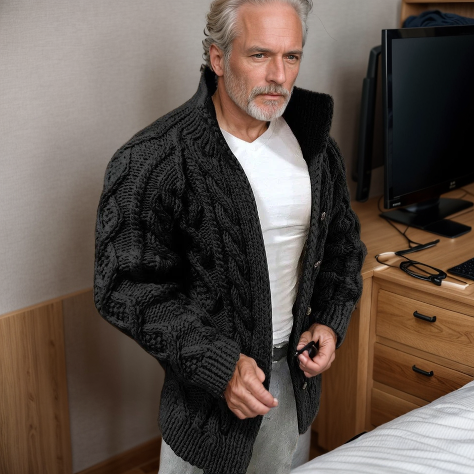 Miles Men’s Cardigan – Chunky Knit Button-Up Sweater