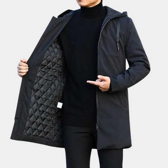 Collin - Men's Hooded Zip-Up Casual Long Trench Coat