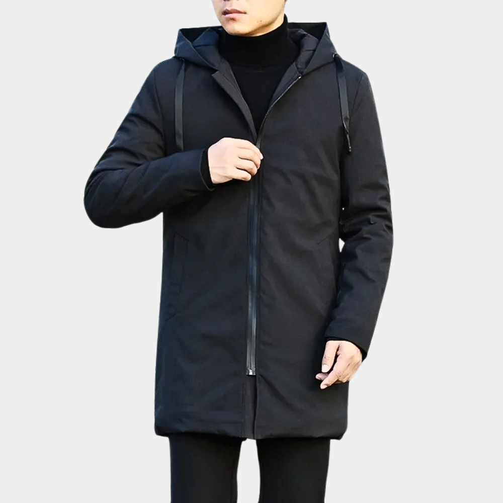 Collin - Men's Hooded Zip-Up Casual Long Trench Coat