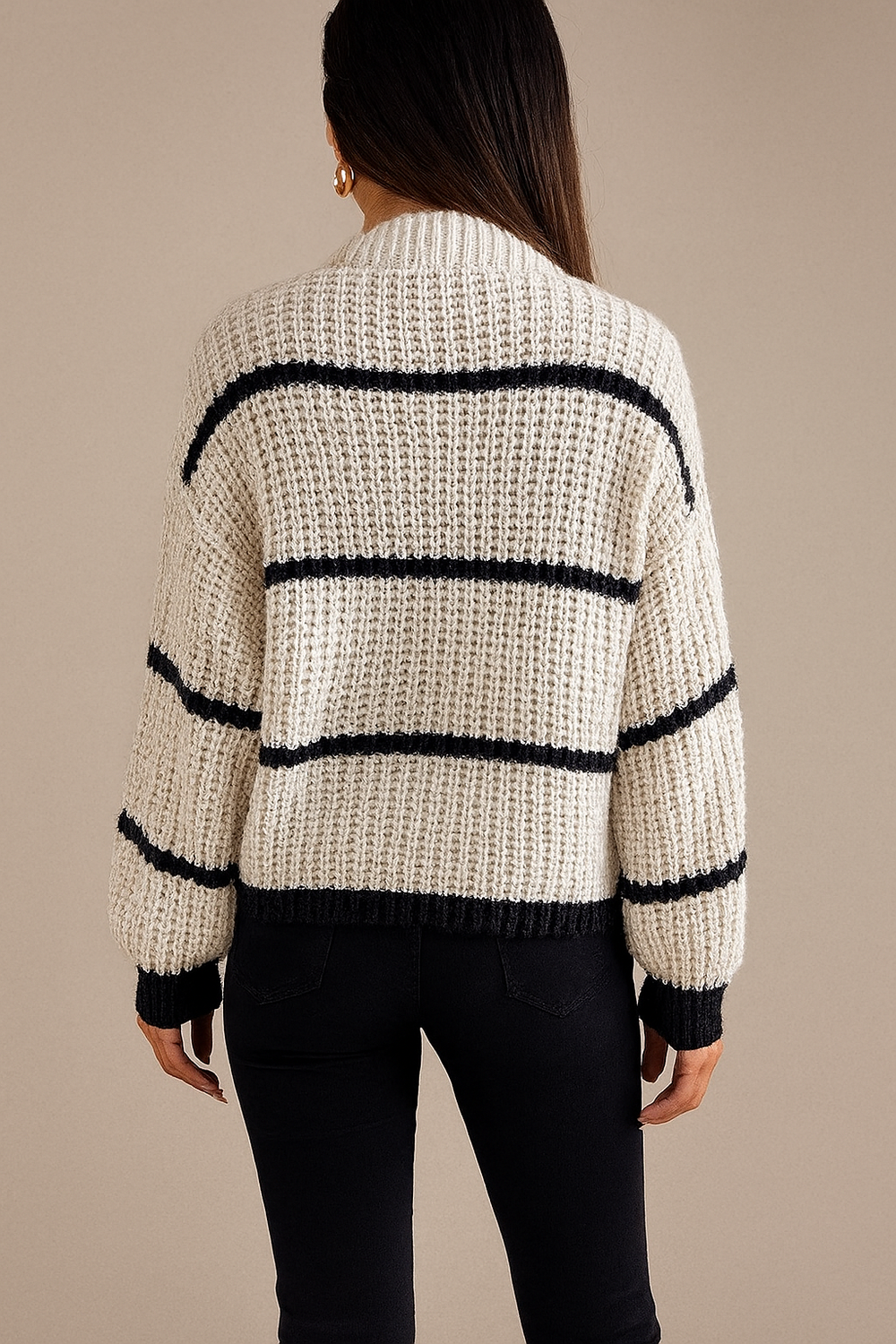 Olivia - Women's Oversized Striped Crew Neck Sweater